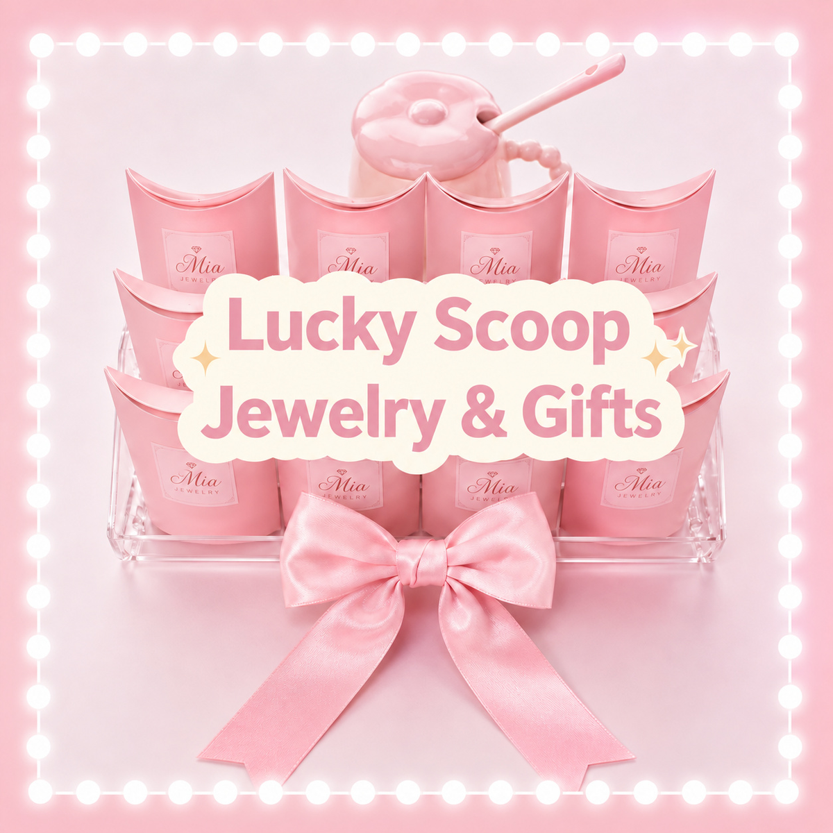 Mia Lucky Scoop, Jewelry & Gifts, pink boxes