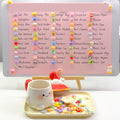 The bead board: every item has its own colour