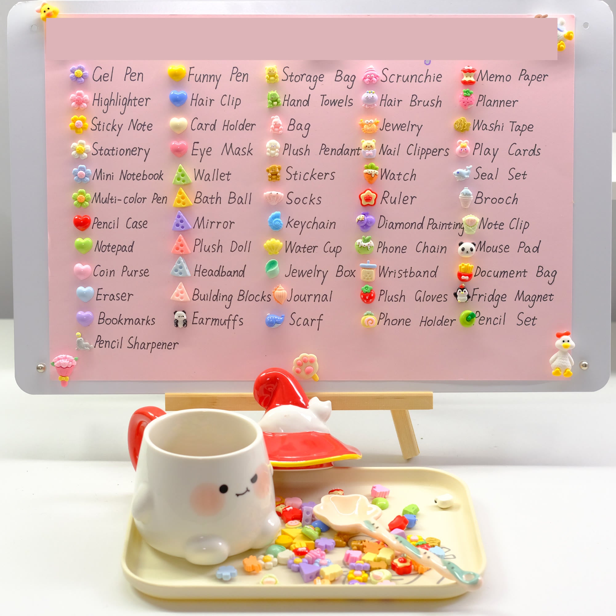 The bead board: every item has its own colour
